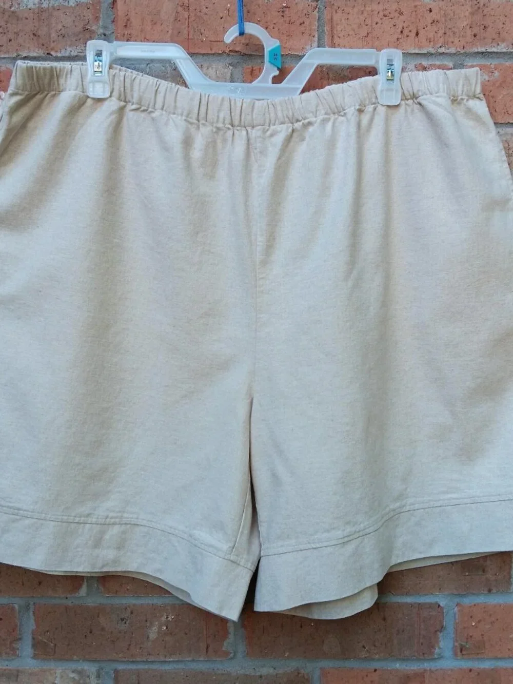 Silhouettes Womens Plus Shorts Pull On Elastic Waist Linen Blend Size 24